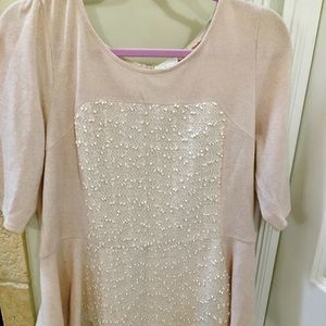 Anthropologie Deletta Peplum Sequin Top
